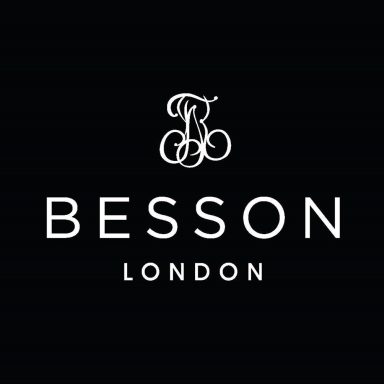 Logo di Besson London su sfondo nero, con scritta elegante e stilizzata.